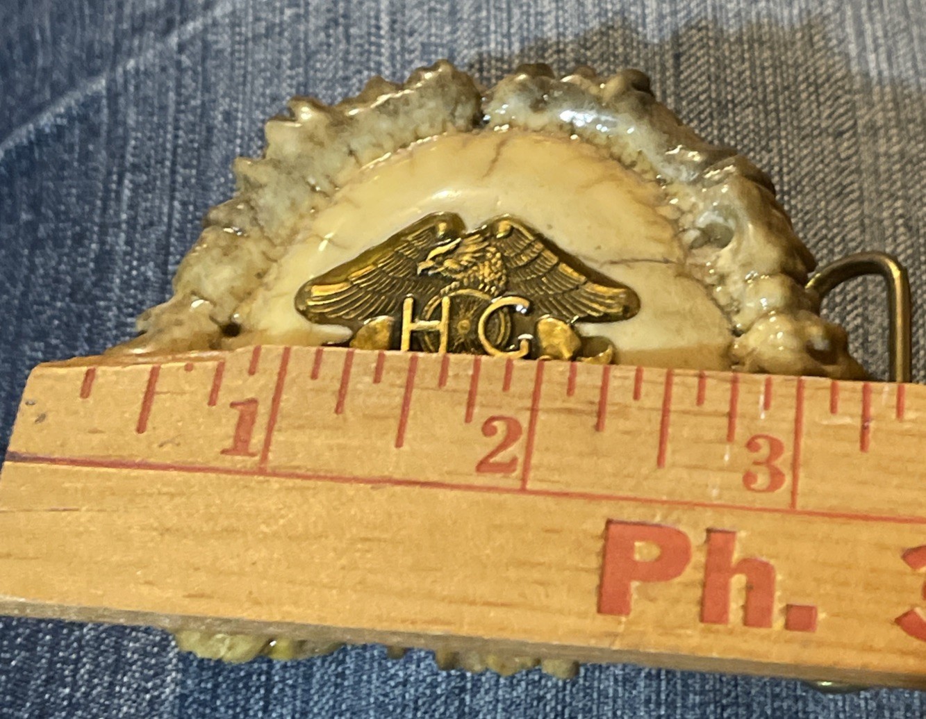 Vintage Elk Antler Belt Buckle With Eagle Harley Owners Group Motorcycle
