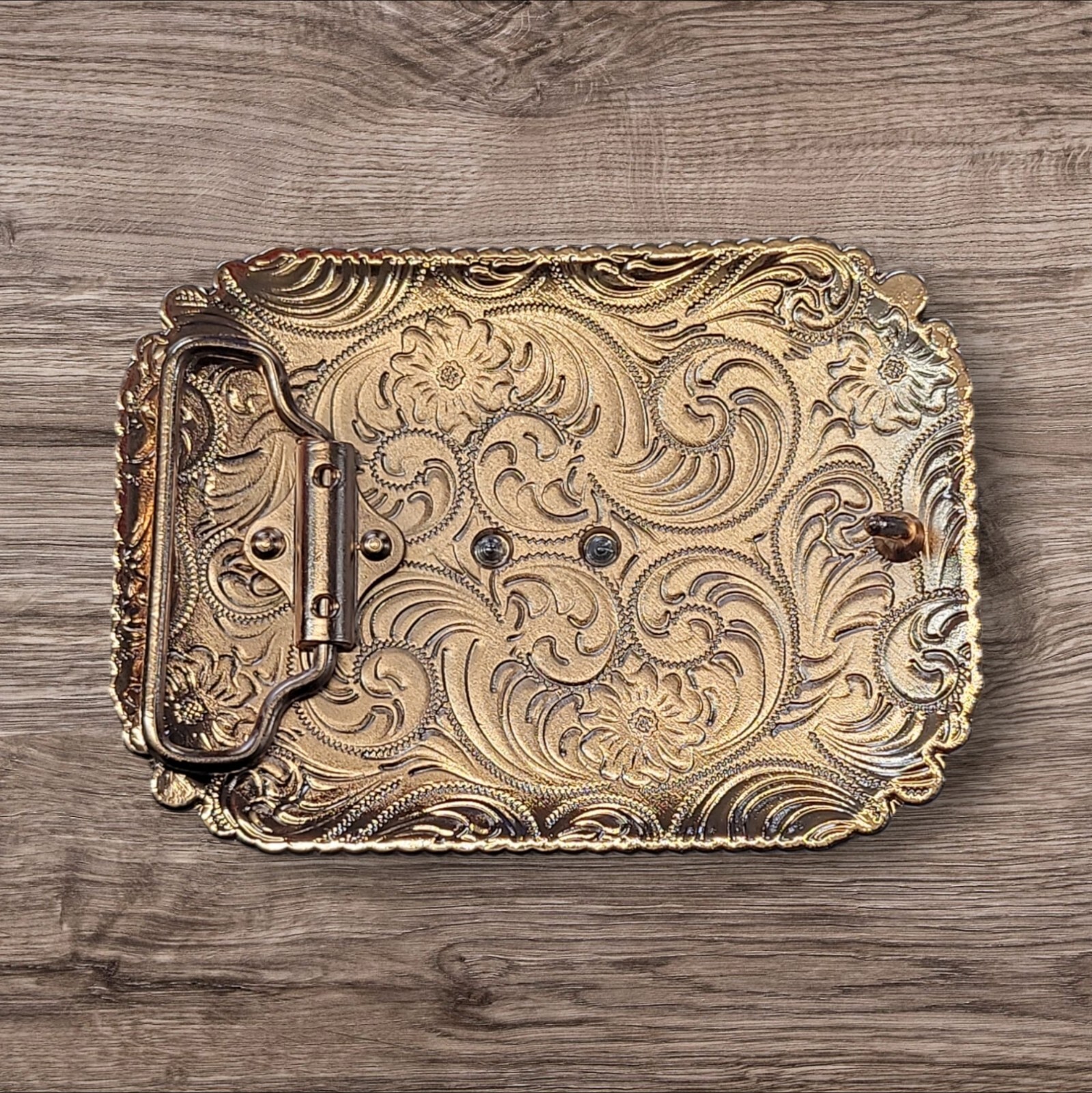 Christian Cowboy Belt Buckle For Man 4 1/4&Prime;x3 1/8&Prime; Gold Copper Tone/Silver