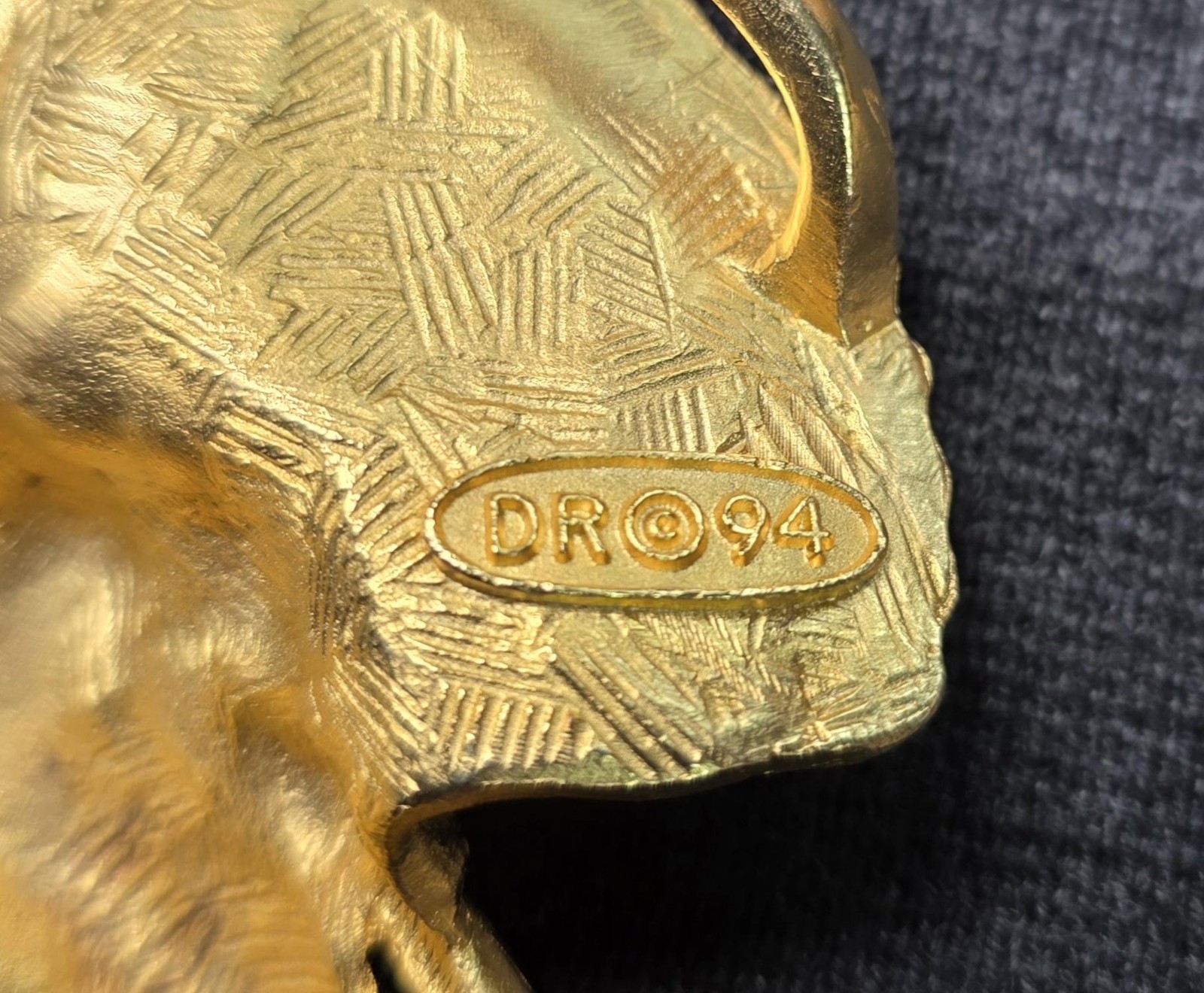 Vintage DR Elephant Belt Buckle Mens Gold Metal Rhinestone Western Safari 90s