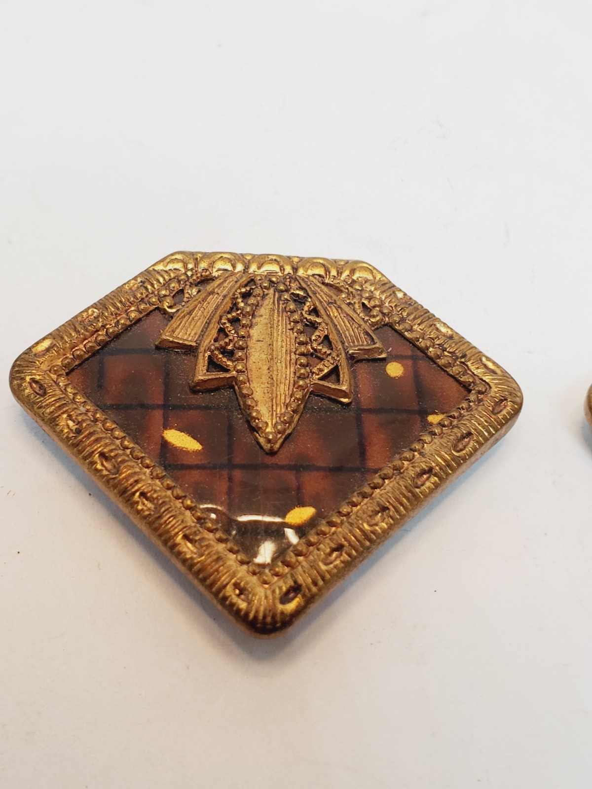 Vintage Women’s Buckle Set Art Deco Inspired Gold Tone Enamel(13)