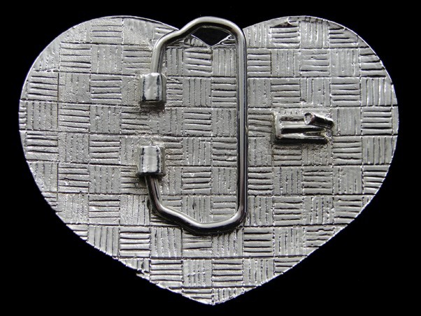 RJ01169 REALLY COOL *BLUE CRYSTALS HEART SHAPED* SILVERTONE FASHION BELT BUCKLE