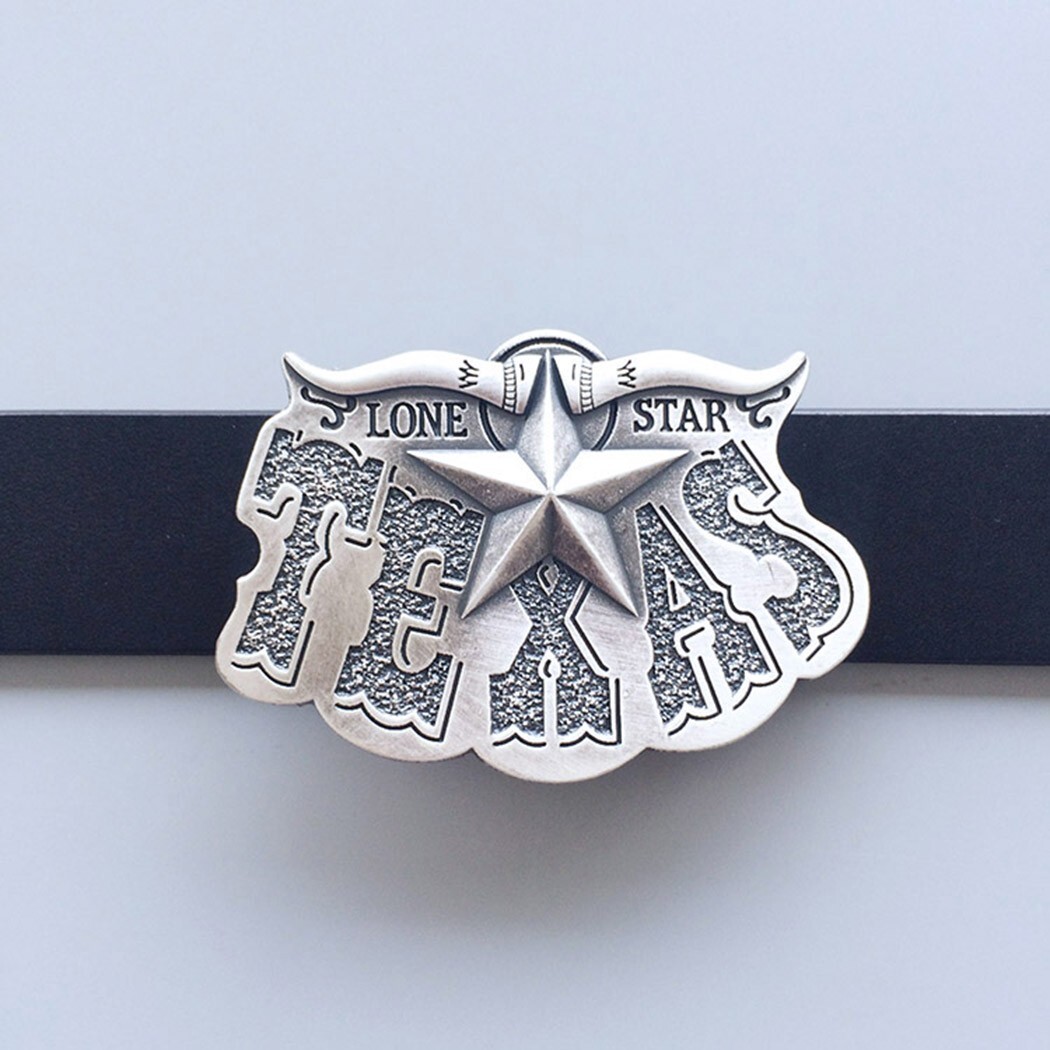 Vintage Silver Plated Western Star Cowboy Belt Buckle Boucle de Ceinture