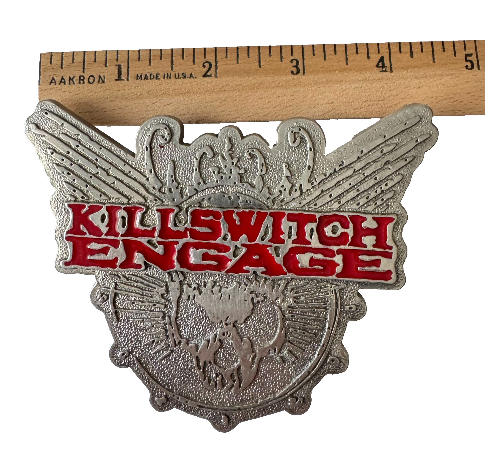Bravado Killswitch Engage in Red Skull Wings Belt Buckle Silver Metalcore Band