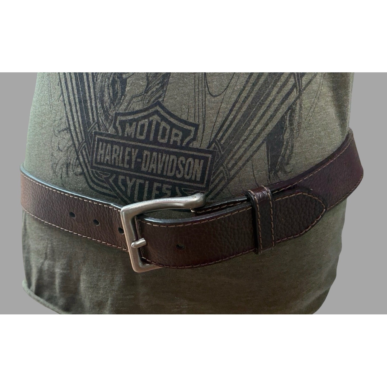 Larry Mahan Brown Genuine Leather Belt Silver Buckle 40&Prime; Length Made in China