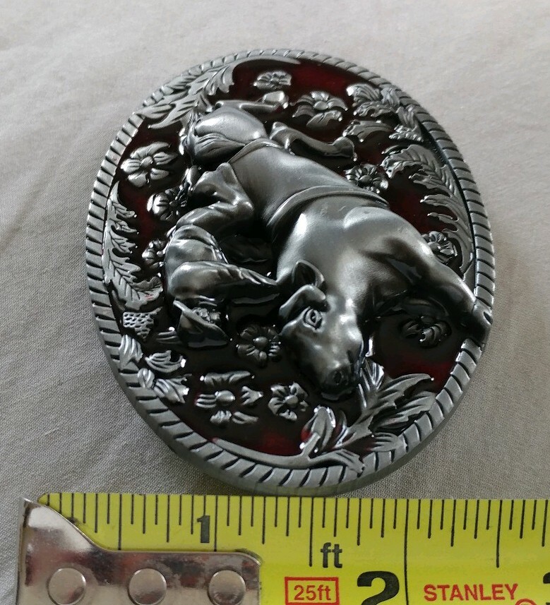 COWBOY BULL RIDER RODEO WESTERN FLORAL DESIGN BELT BUCKLE