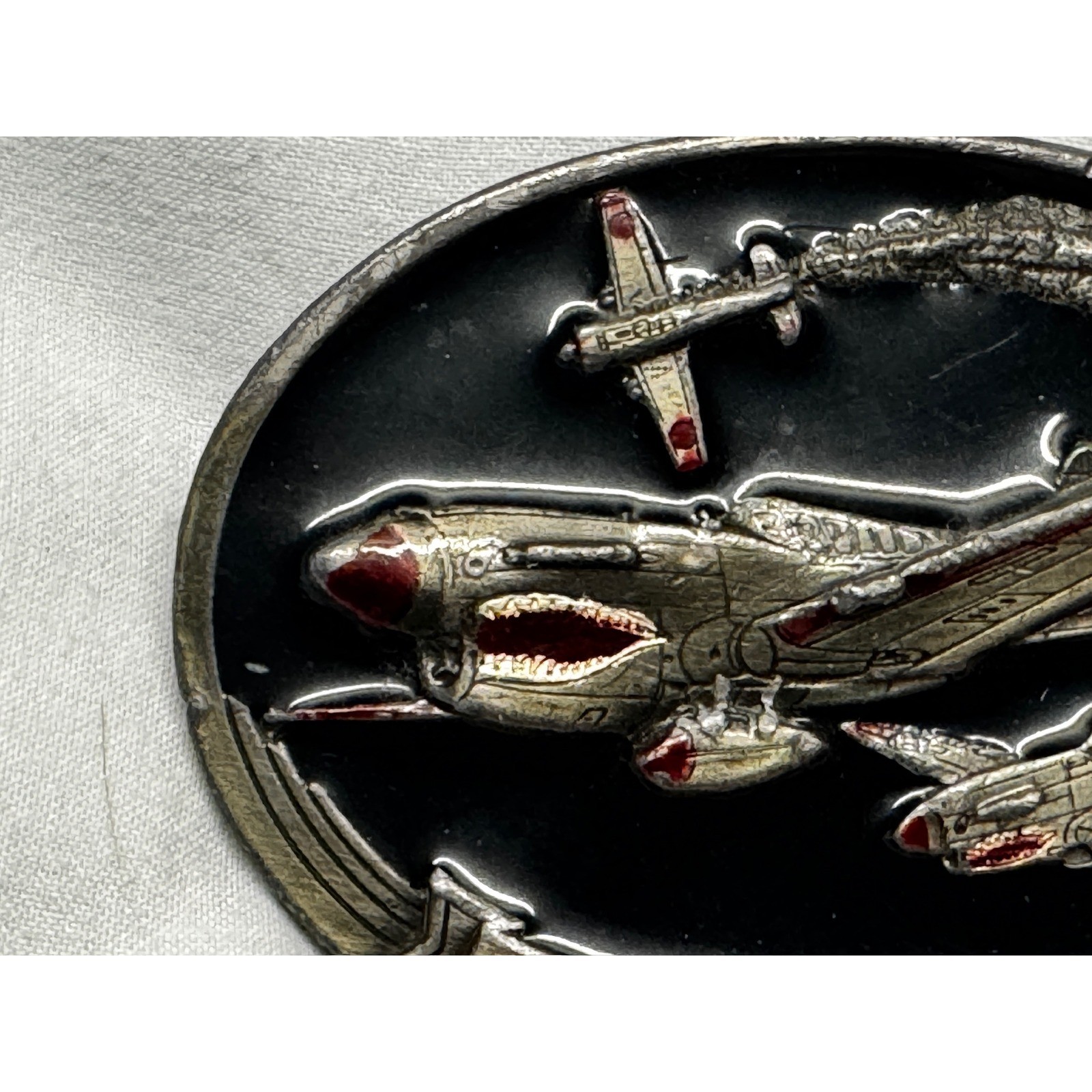Vintage 1986 C+J Inc P-40 Warhawk Belt Buckle WWII Aviation Made in USA 1131