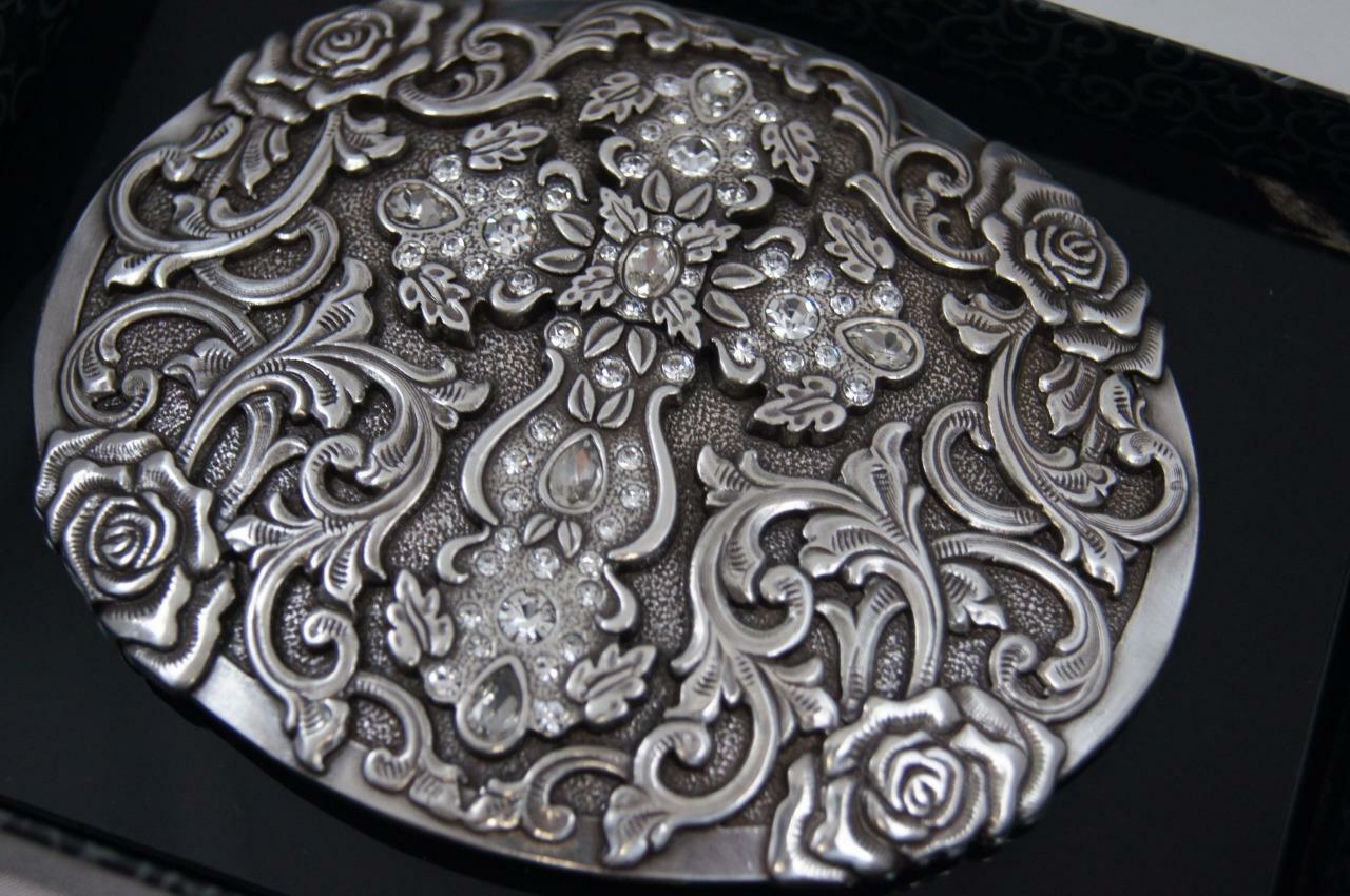 Nocona Western BLAZIN ROXX SILVER PLATED Oval Cross Belt BUCKLE 37108