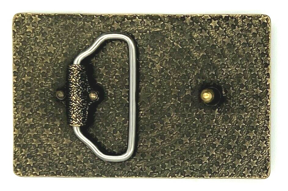 Brass Tone American Flag Enameled Belt Buckle New