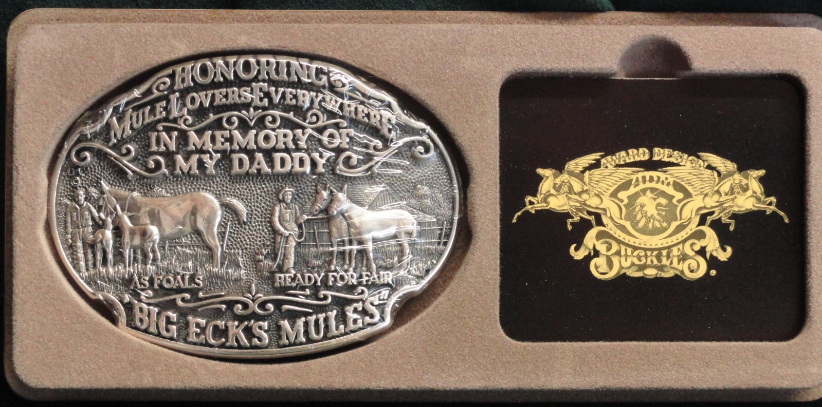 1981 BIG ECK&rsquo;S MULES Sterling Silver Belt Buckle IN MEMORY OF MY DADDY -must see