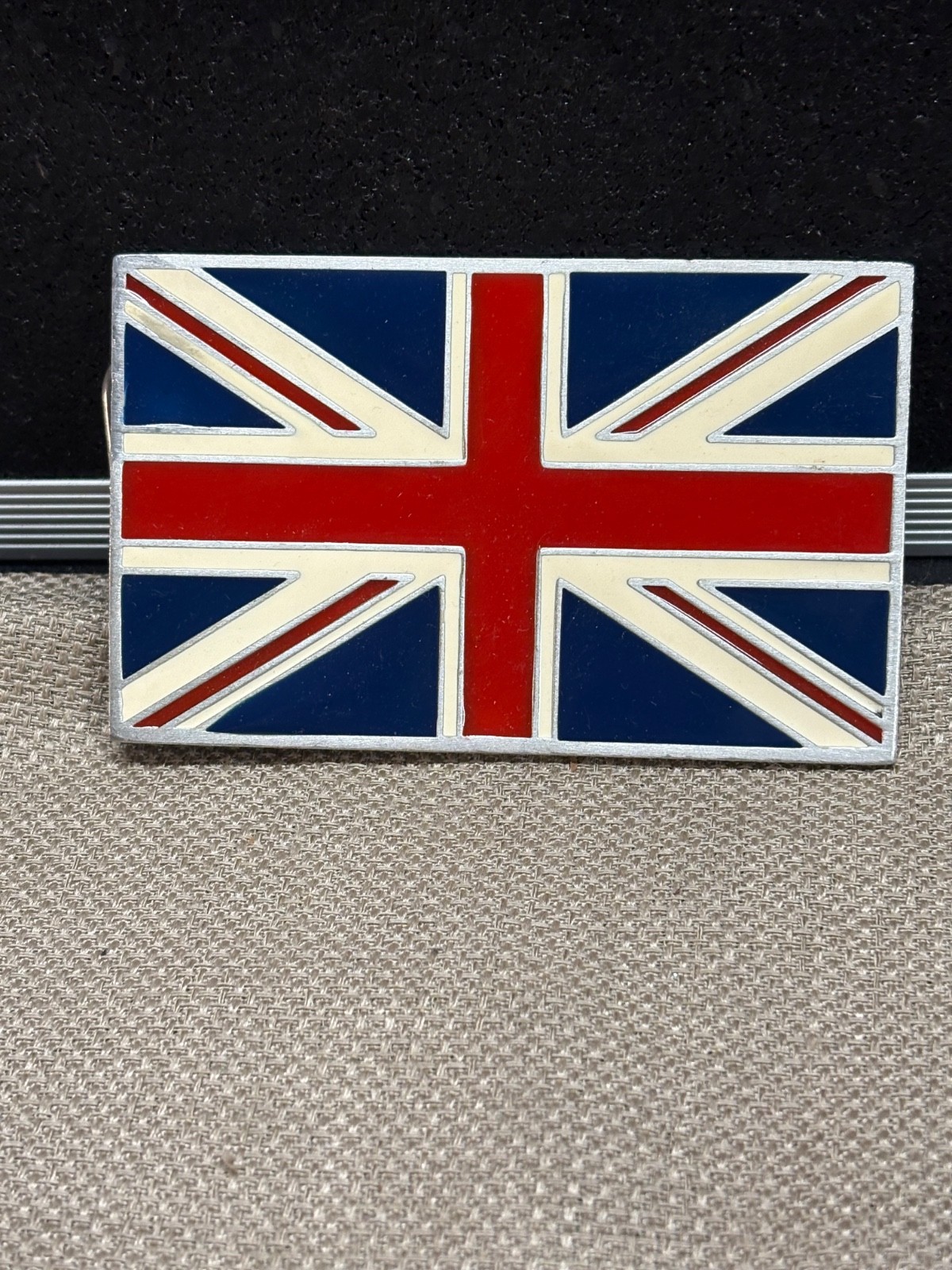 Union Jack British Flag Belt Buckle Pewter Vintage 4622 3 1/2&Prime;
