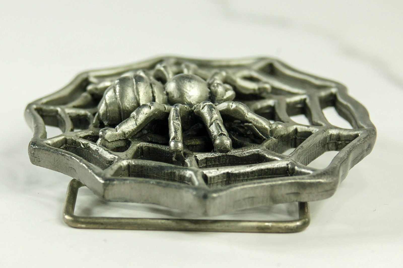 Spider and Web pewter belt buckle