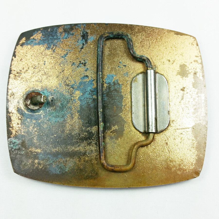 Vtg Abstract Mosaic Pattern Wood Belt Buckle