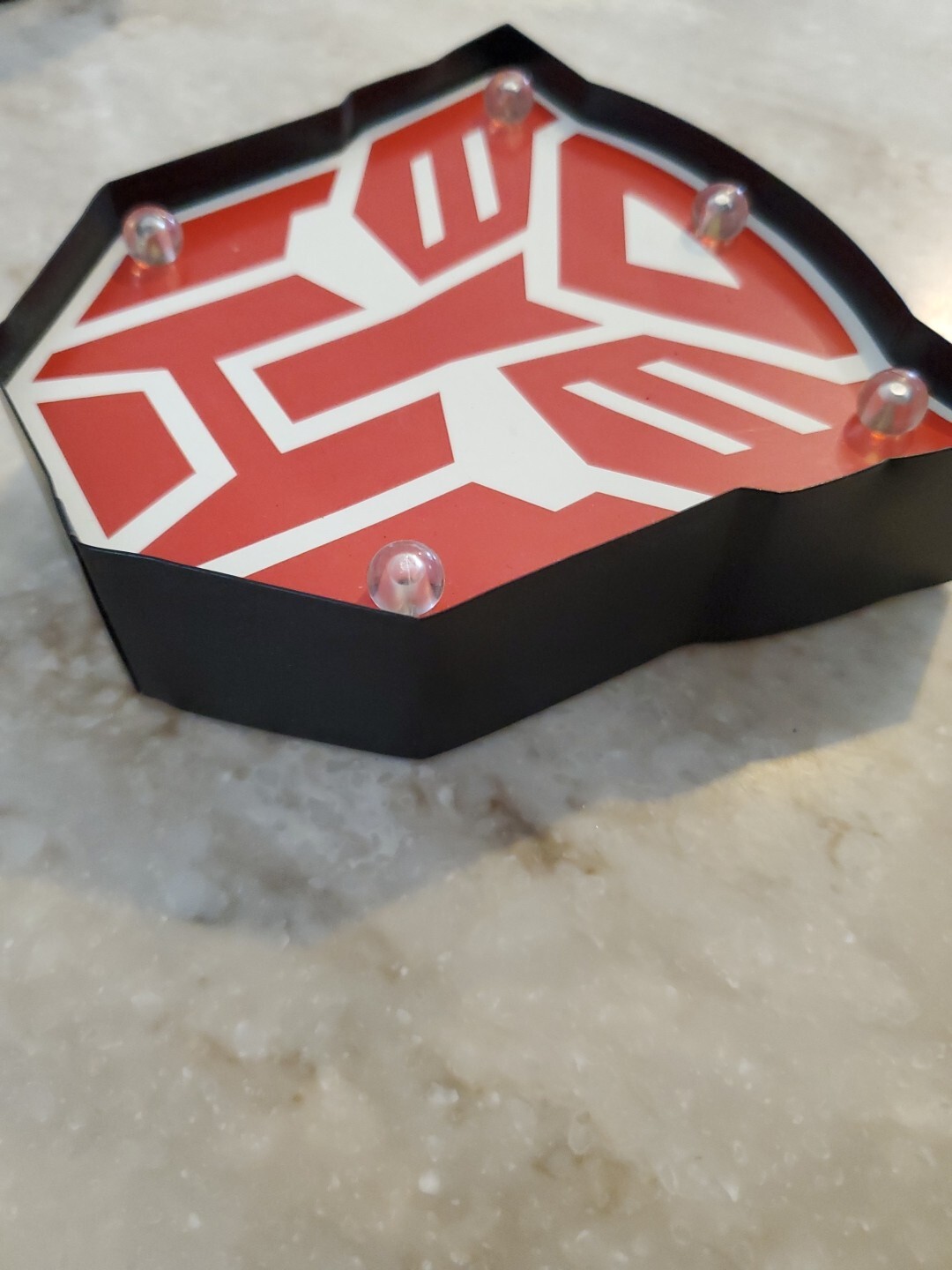 2017 Transformers Autobot Metal and Wood Lights Up RARE 5&Prime; x 5&Prime; Works by Typo
