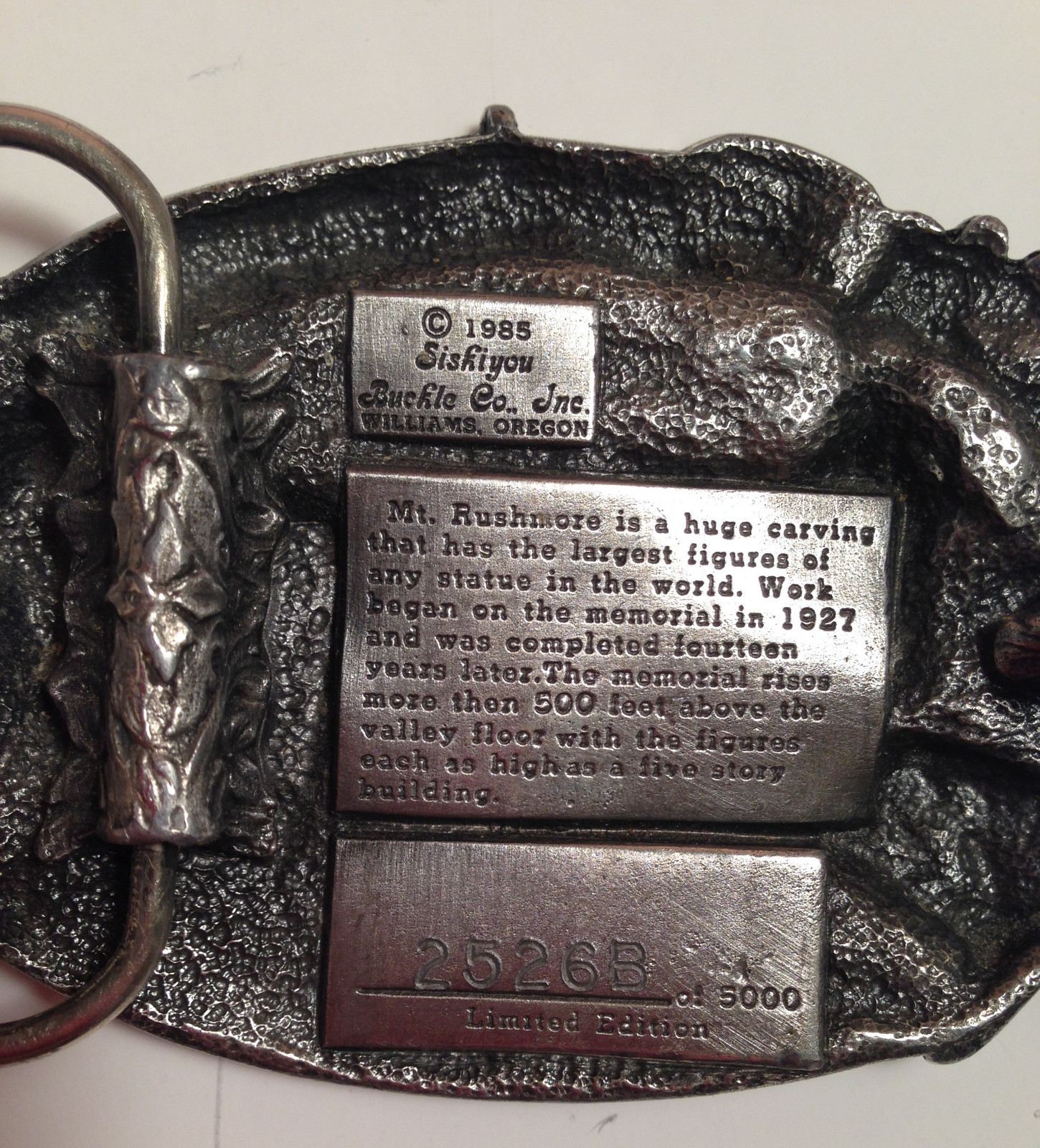 NEVER WORN 1985 Siskiyou Williams MT Rushmore South Dakota Belt Buckle LE
