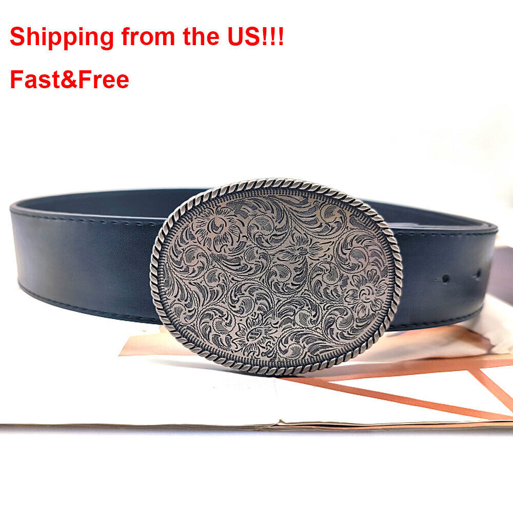 With Belt Engraved Oval Antique Copper Finish Western Cowboy Belt Buckle US