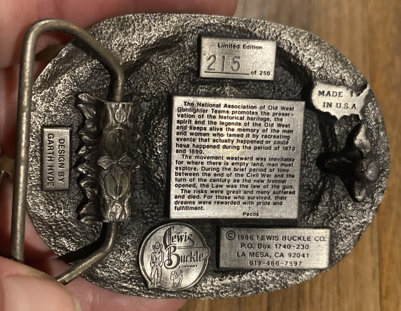 Vintage 1870-1890 OLD WEST GUNFIGHTERS Limited Edition 215 Belt Buckle U.S.A