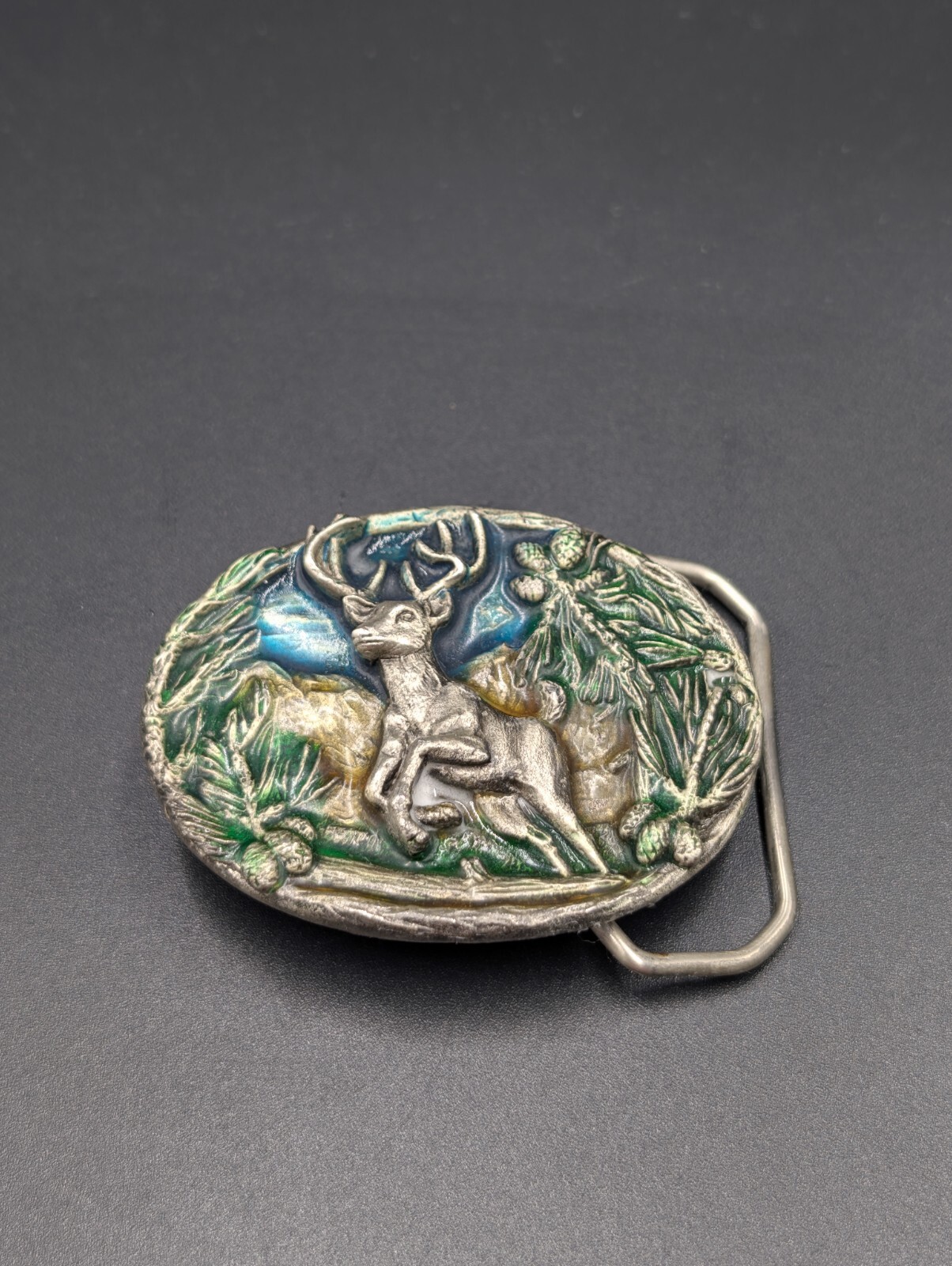 The Great American Buckle Co. Beautiful Color White Tail Deer Belt Buckle