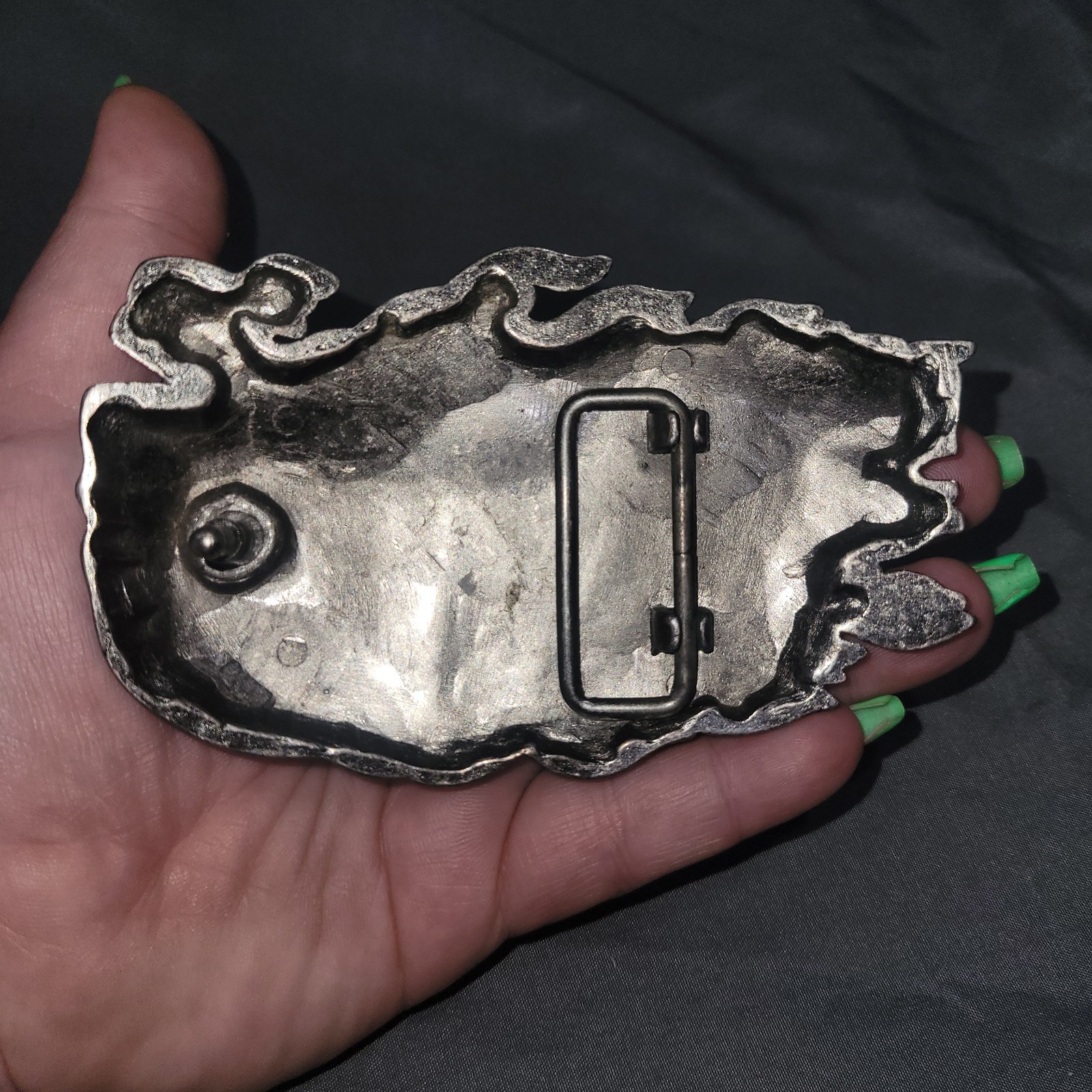 Skull Guitar Flame Belt Buckle 4 3/8&Prime; x 2 3/4&Prime; Heavy Metal Rock N Roll