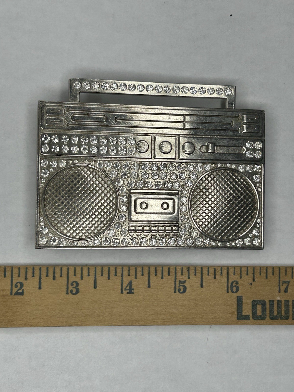 Cassette Tape Music Boom Box Rhinestones HIP HOP Rock Fashion Metal Belt Buckle