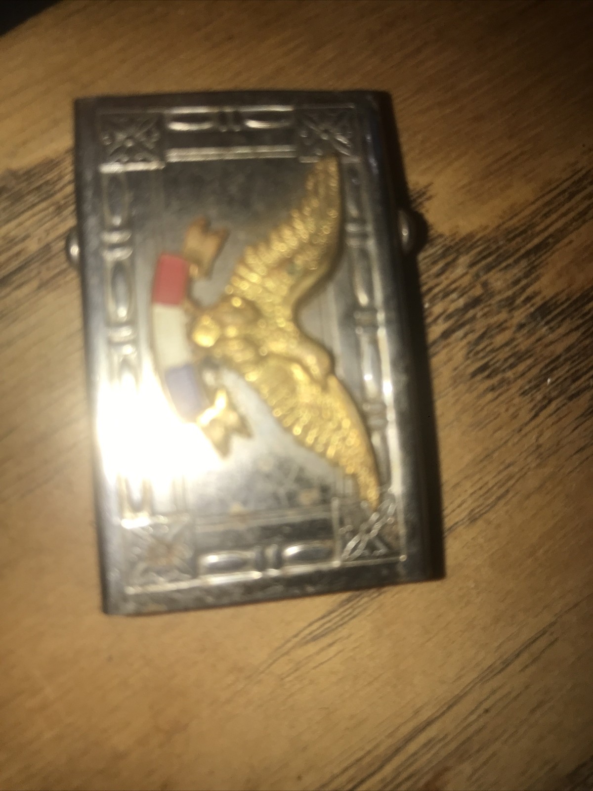 Vintage American Eagle Flag Red White & Blue Buckle Estate Find 2” By 1“