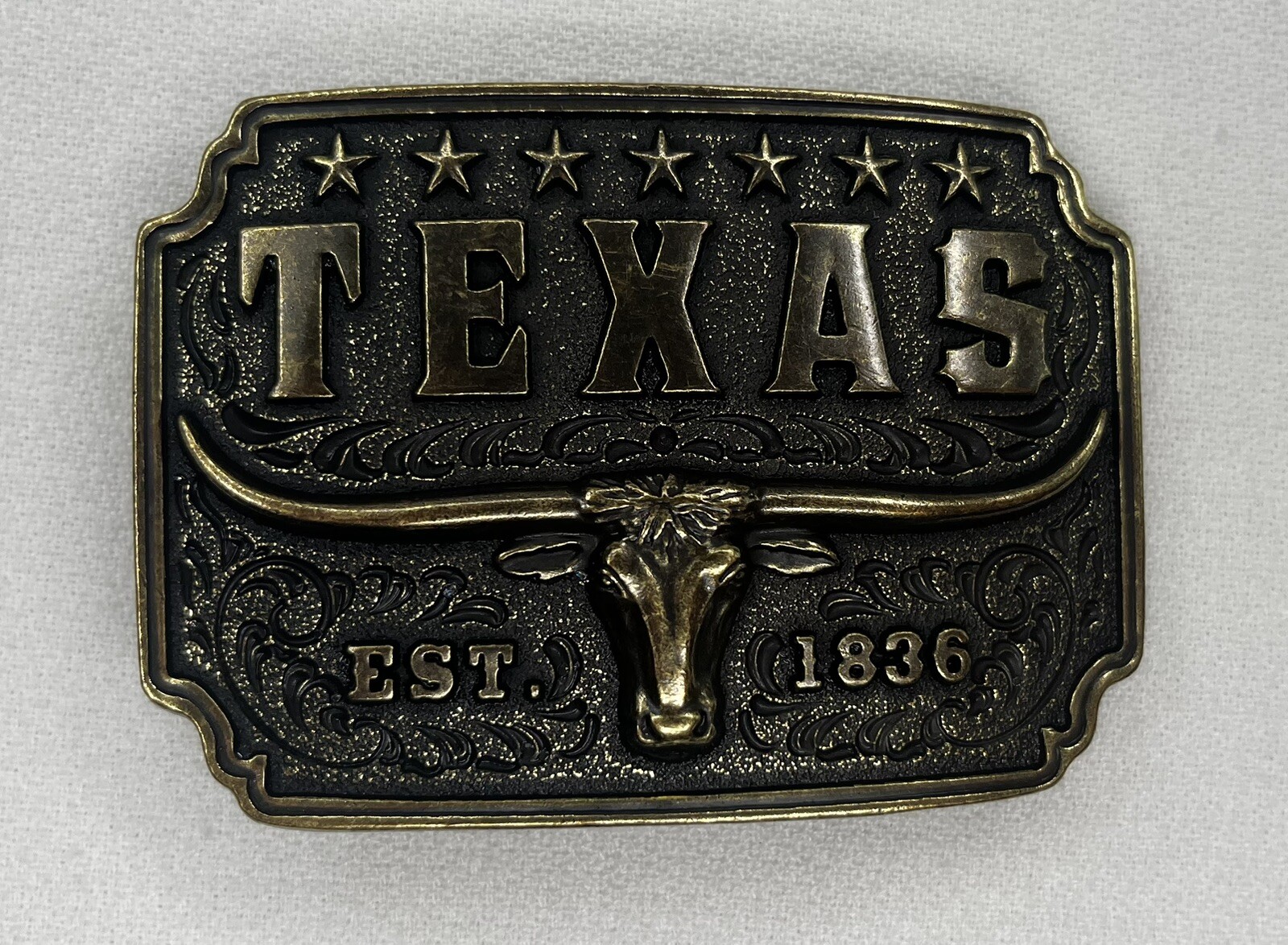 Cowboy Texas Long Horn Brown Metal Belt Buckle