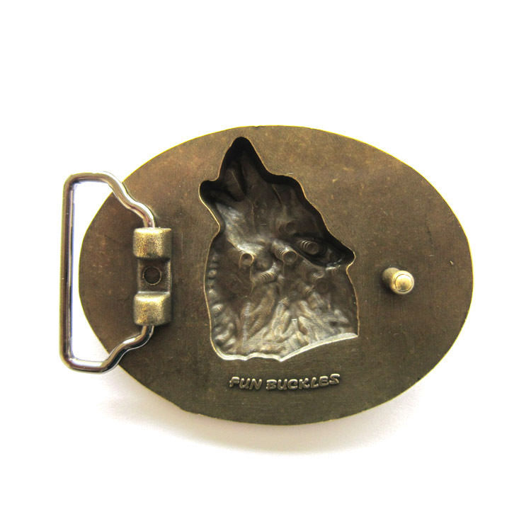 Bronze Howling Wolf Western Metal Fashion Belt Buckle