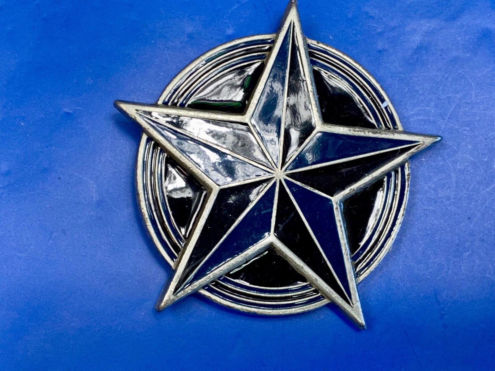 Star Blue And Black Color Pewter Great American Products Belt Buckle