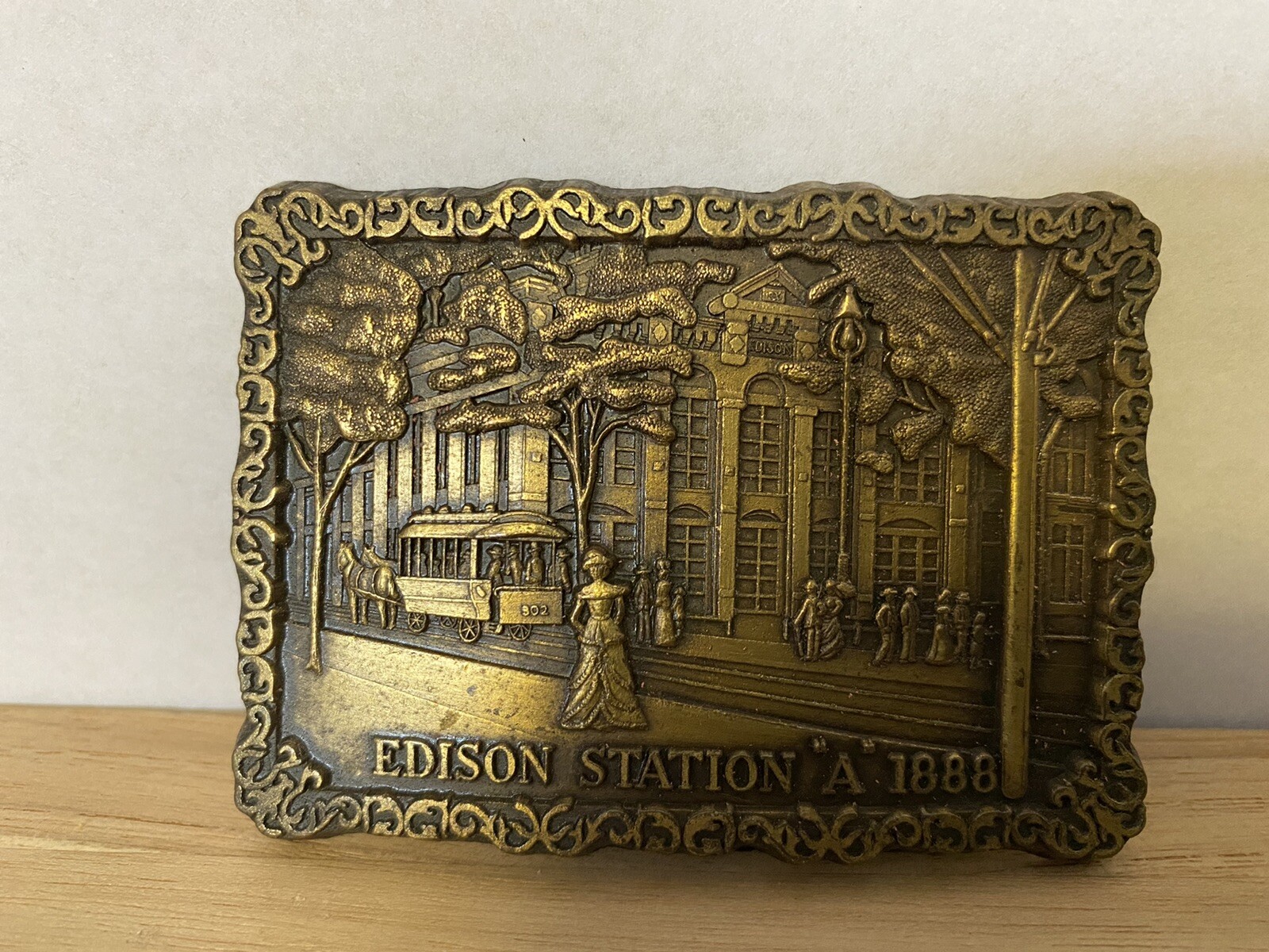 Edison Station « A » 1888 Detroit Edison MI Unisex Scenic Belt Buckle ~ VGUC