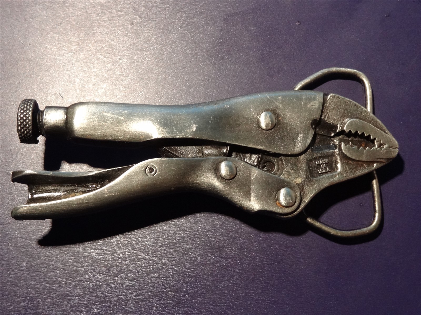 1980 Bergamont Brassworks Vice Grip Buckle « Mr. Fix It » Delevan Wisconsin