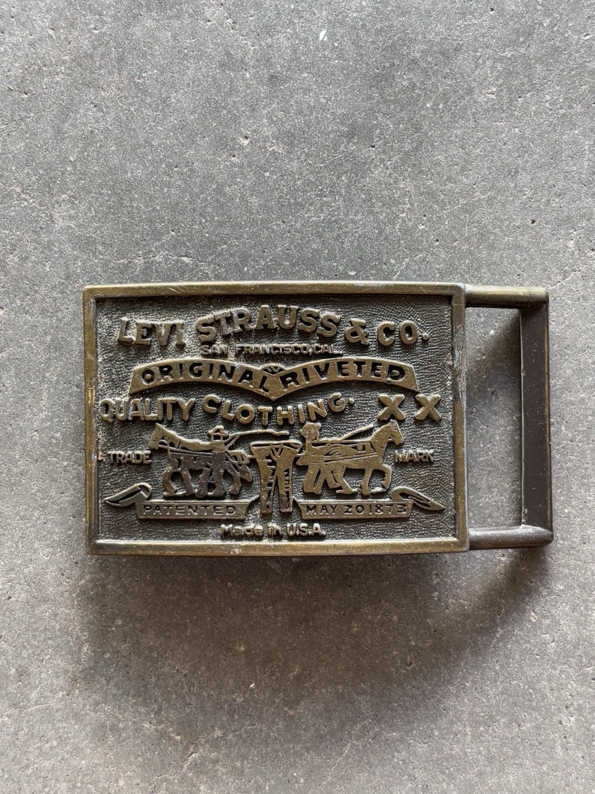 VIntage Levi’s Original Riveted Brass Belt Buckle 70s 80s XX Made In USA
