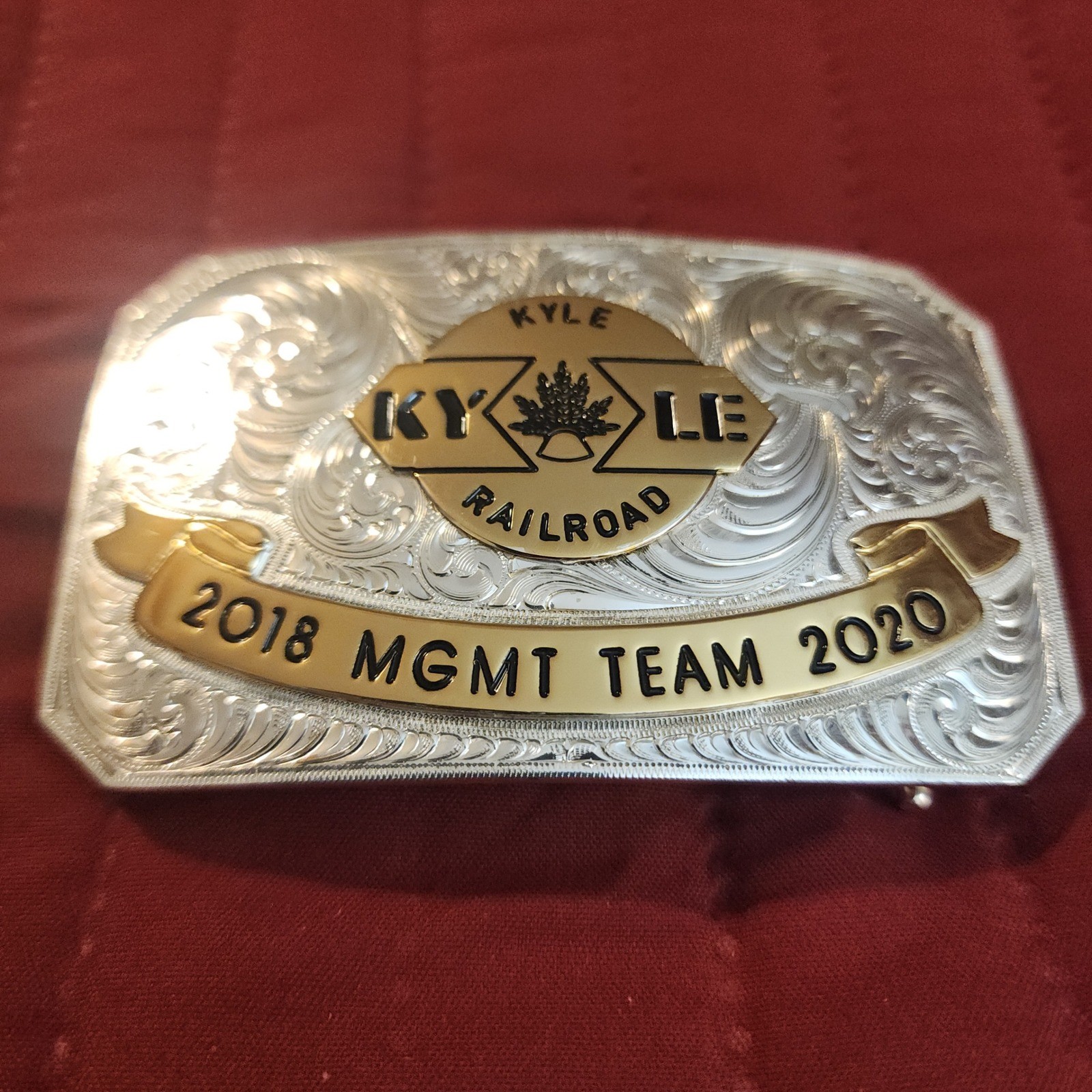 Rare Montana Silversmiths Kyle Railroad 2018 MGMT Team 2020 Custom Belt Buckle