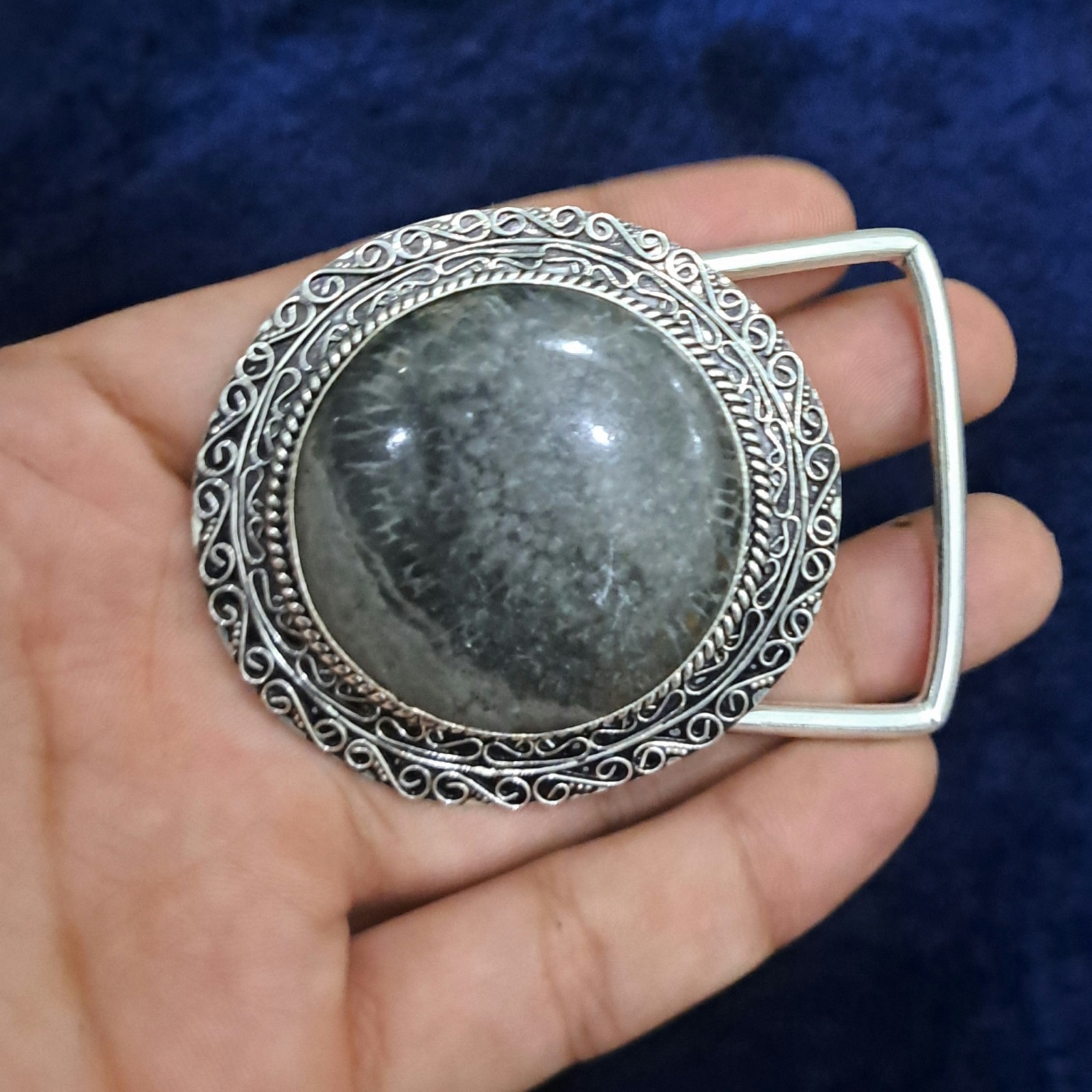Petoskey Stone Belt Buckle Natural Fossil Coral Western Cowboy Belt Buckle