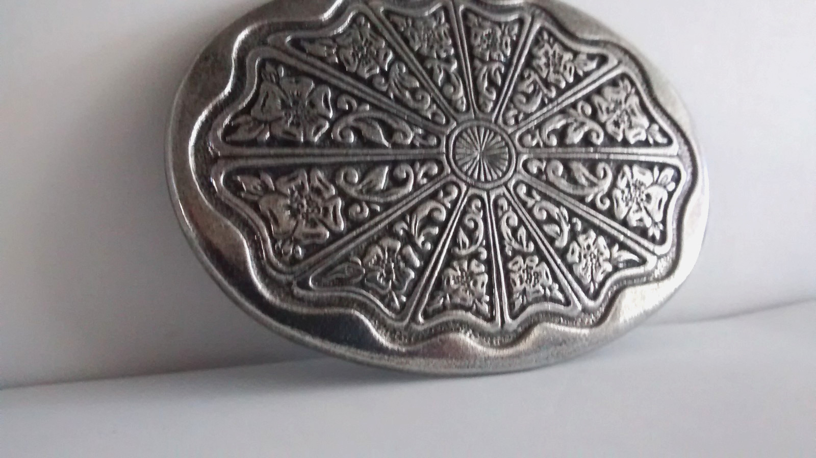 Floral Filigree Belt Buckle – Antique Nickle – 2001 American Legends USA