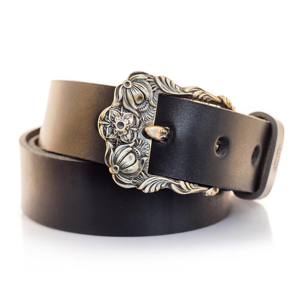 Brass belt Buckle « Buds », Flower belt buckle, Pin type handmade brass buckle