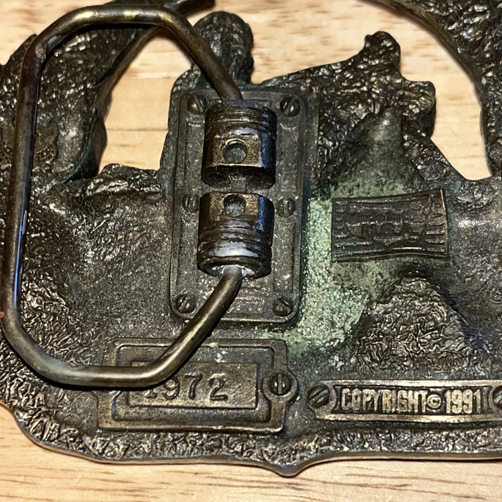 Vintage Brass Hell On Wheels Winged Biker Skeleton Motorcycle Belt Buckle