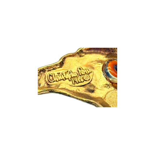 Christopher Ross Eagle Head Gold Plated Belt Buckle – Brown Eye