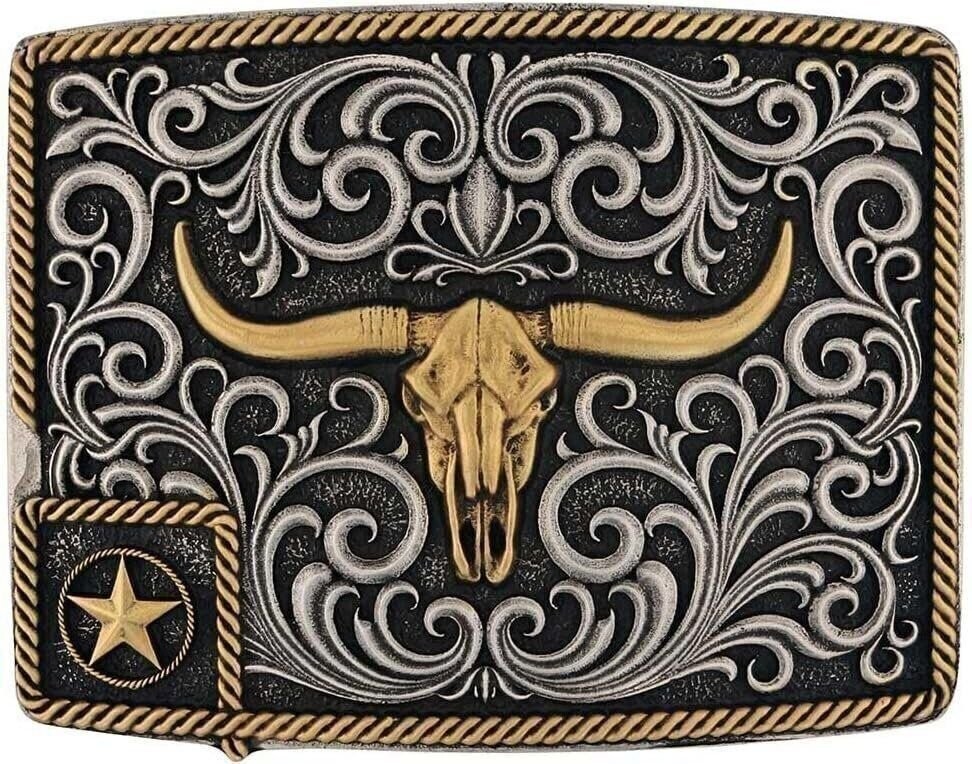 Montana Silversmiths Longhorn Collection Western Attitude Belt Buckle