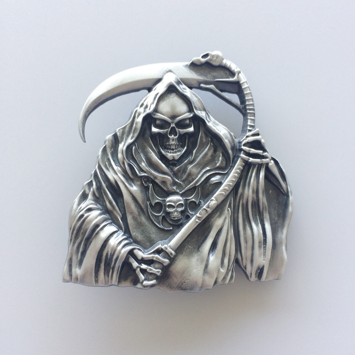 Belt Buckle for Men Antique Brushed Silver Grim Reaper Belt Buckle