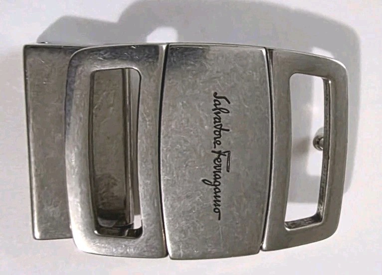AUTHENTIC SALVATORE FERRAGAMO SILVER VARA BELT BUCKLE FOR 1.3&Prime; WIDE BELT STRAP