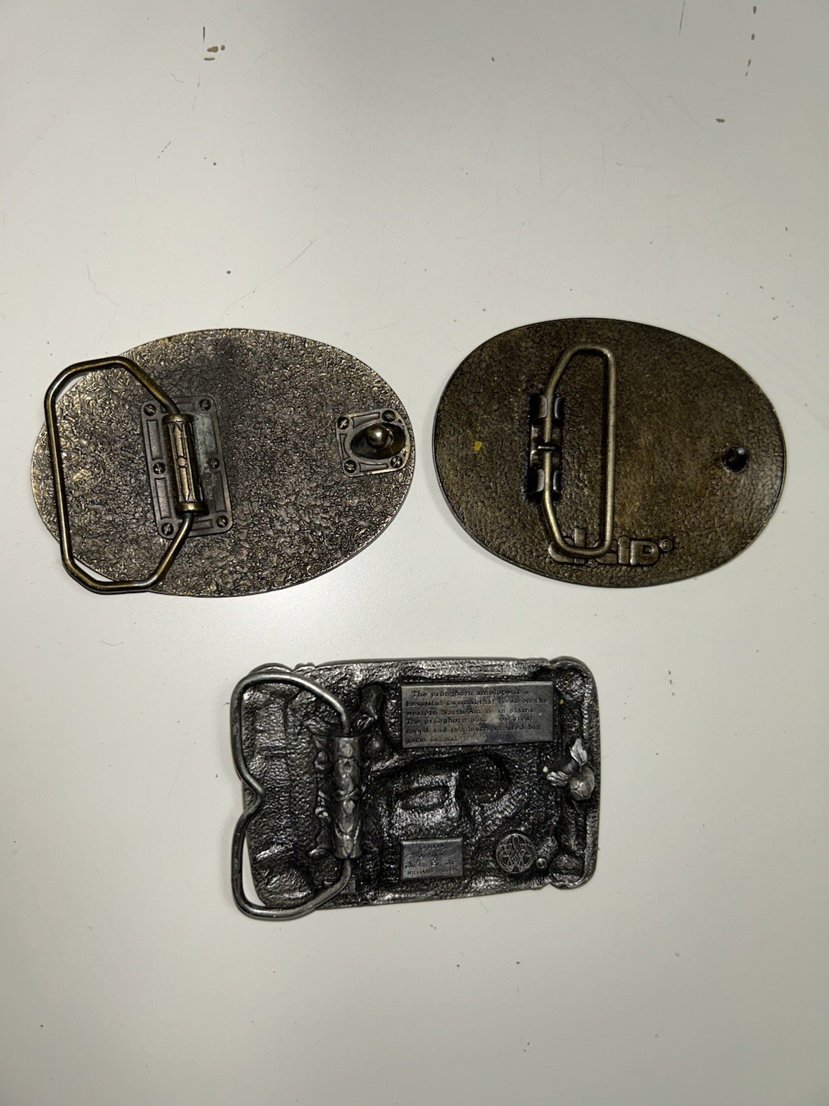 El CID Siskiyou Canadian Club Lot Of 3 Belt Buckles Metal Leather Antelope