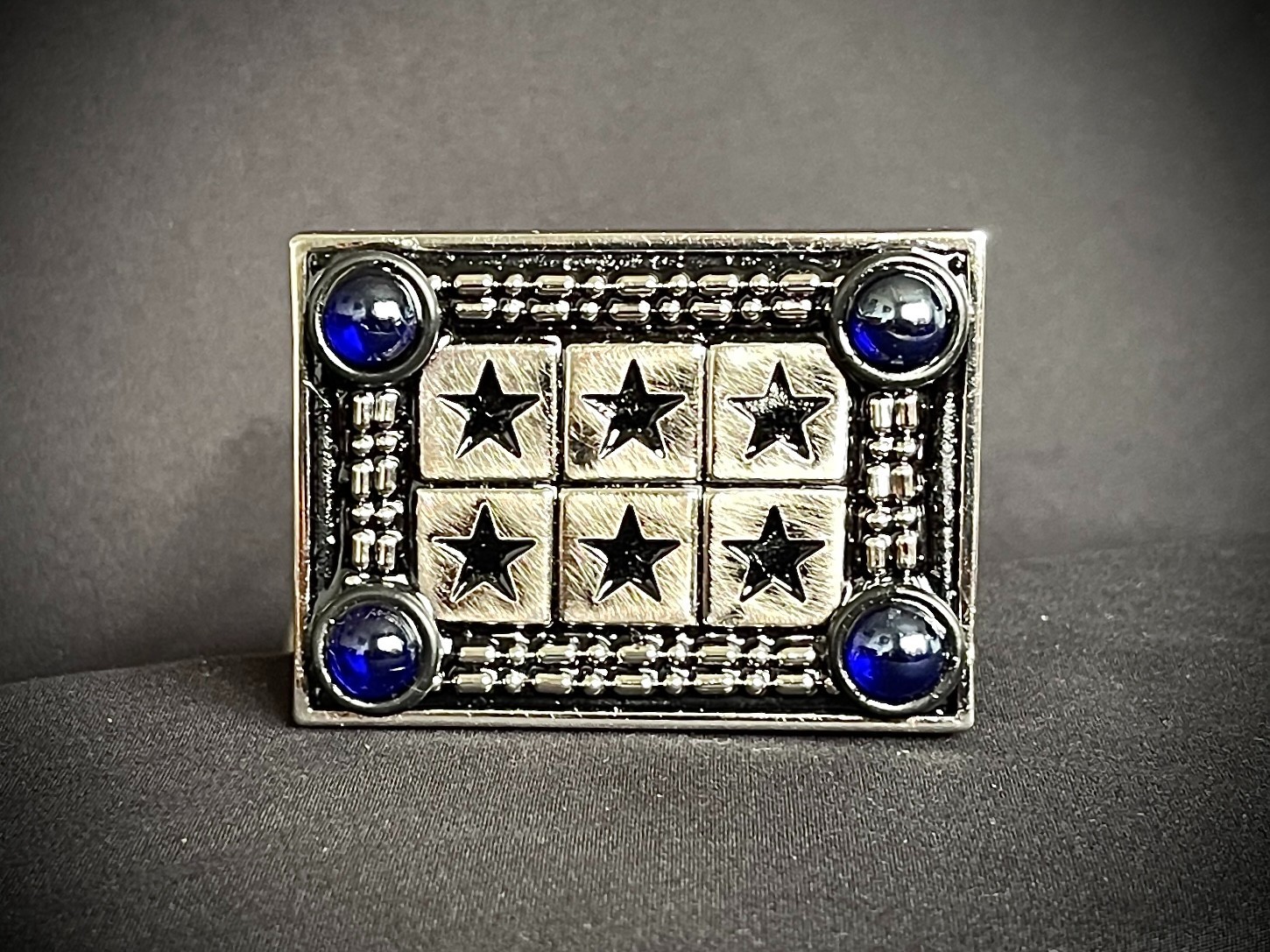 Military Star Grid Belt Buckle Blue Sphere Industrial Art Darren McNeese