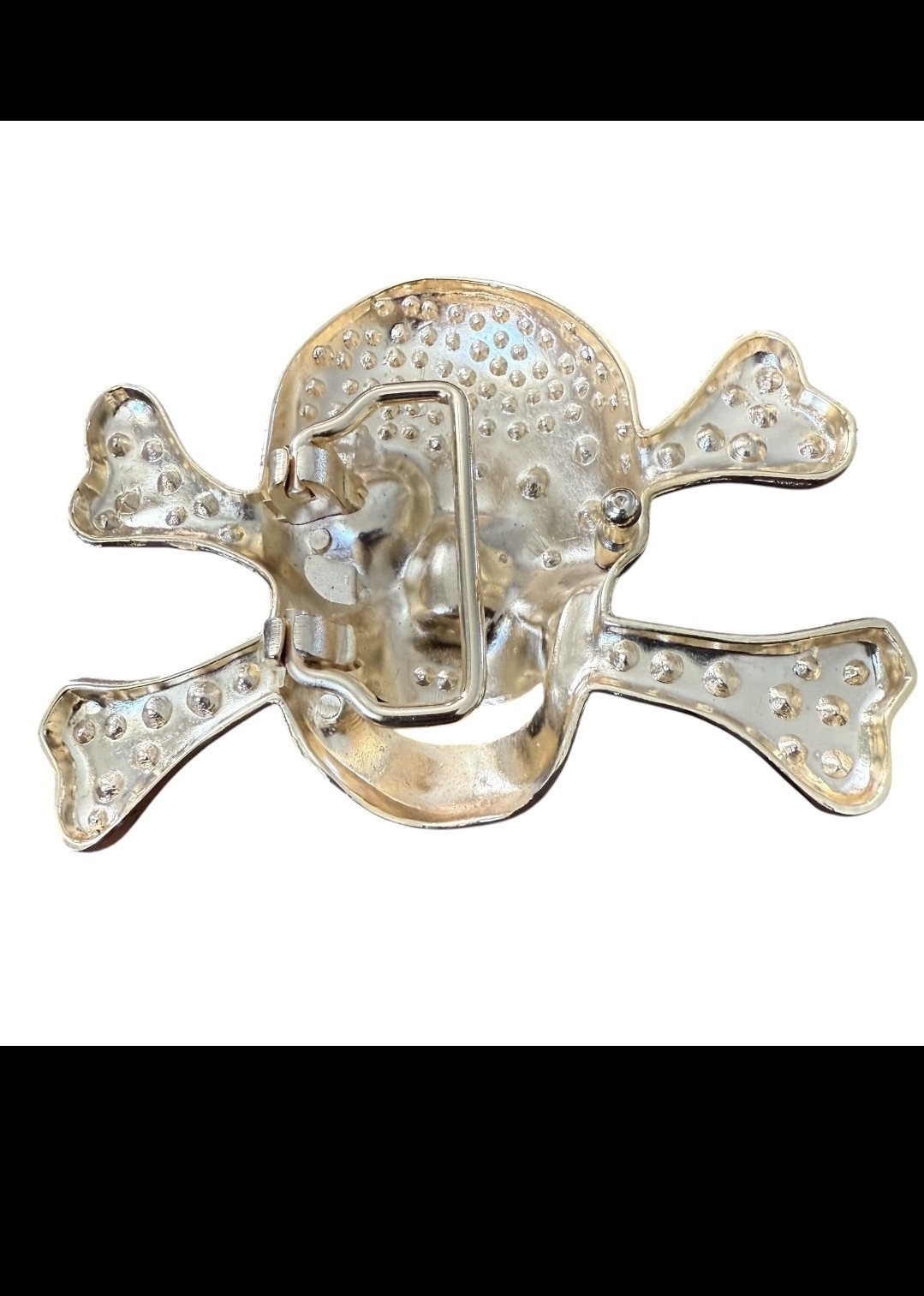 Pirate Skull Head Crossbones with Rhinestone Accent Gothic Punk FL&B Belt Buckle