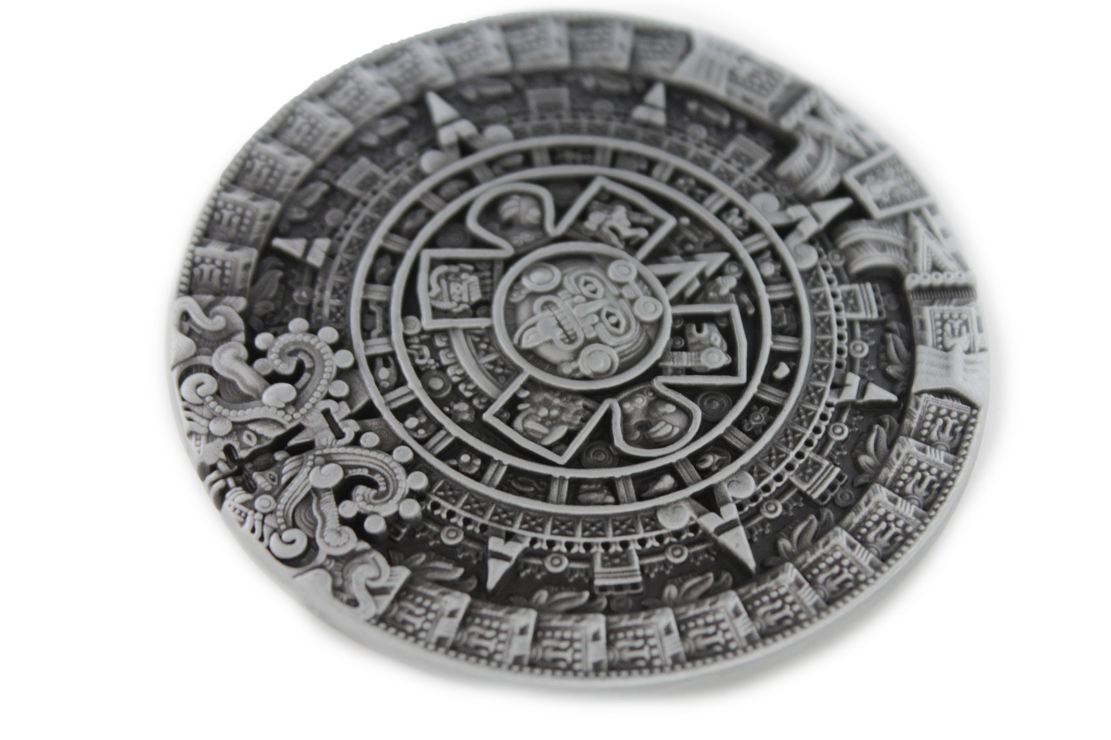 NEW Men Women Belt Buckle Silver Color Metal Western Aztec Calendar Mayan Round