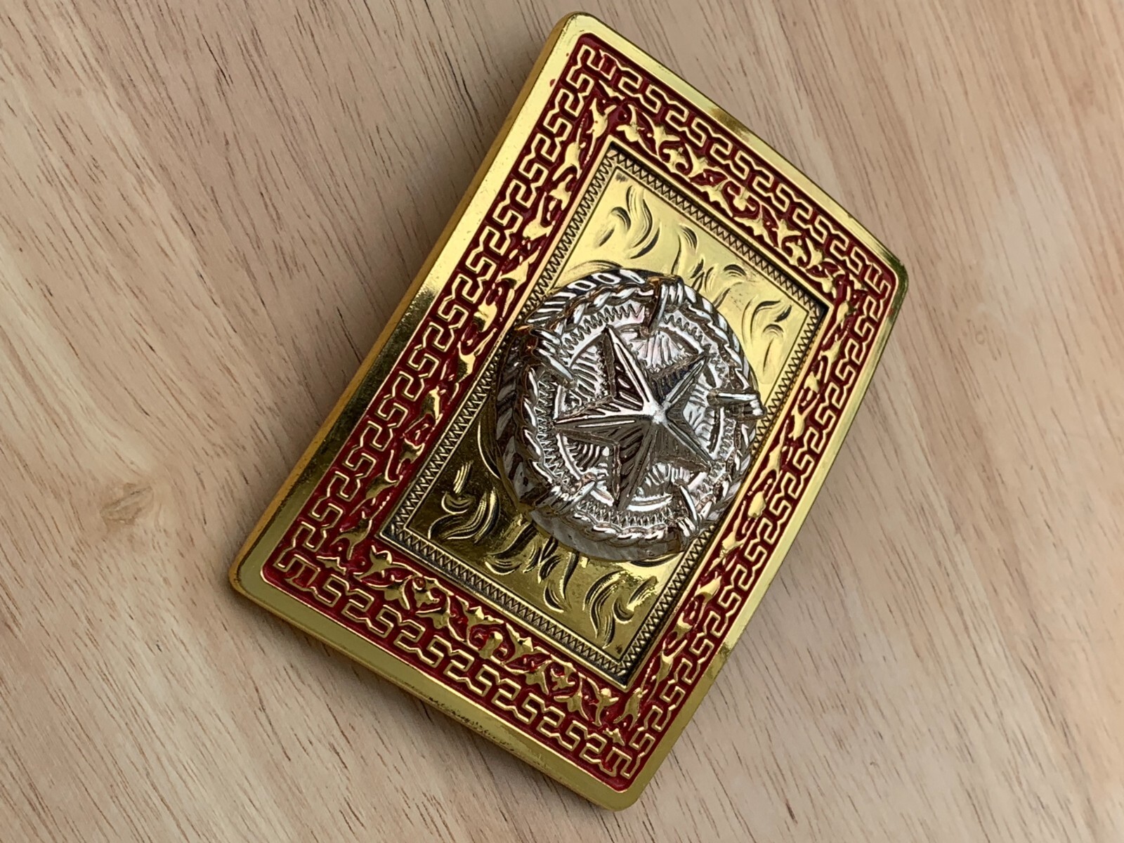 Western Buckle Gold Silver Red Texas Star Cowboy Fit 2 » Hebillas Vaqueras