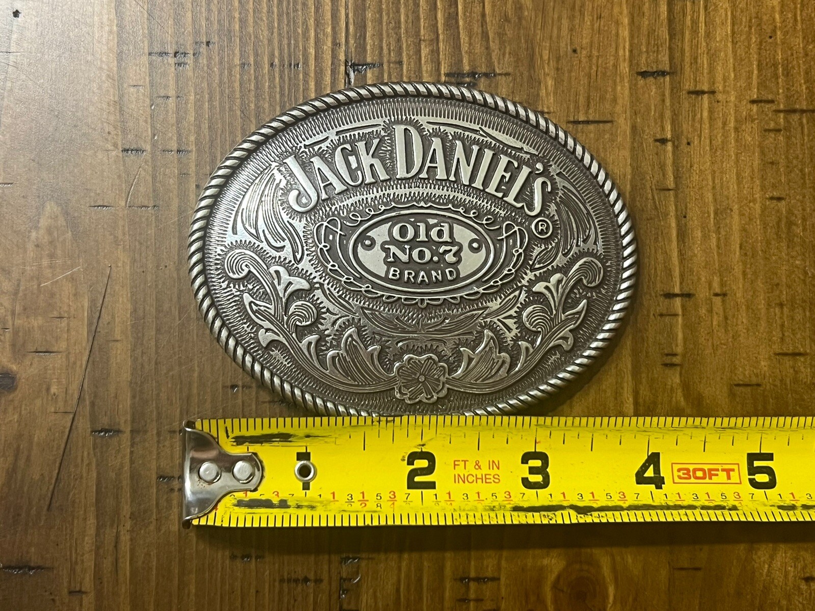 Jack Daniels Old No. 7 Brand Silver Tone Belt Buckle 4×3