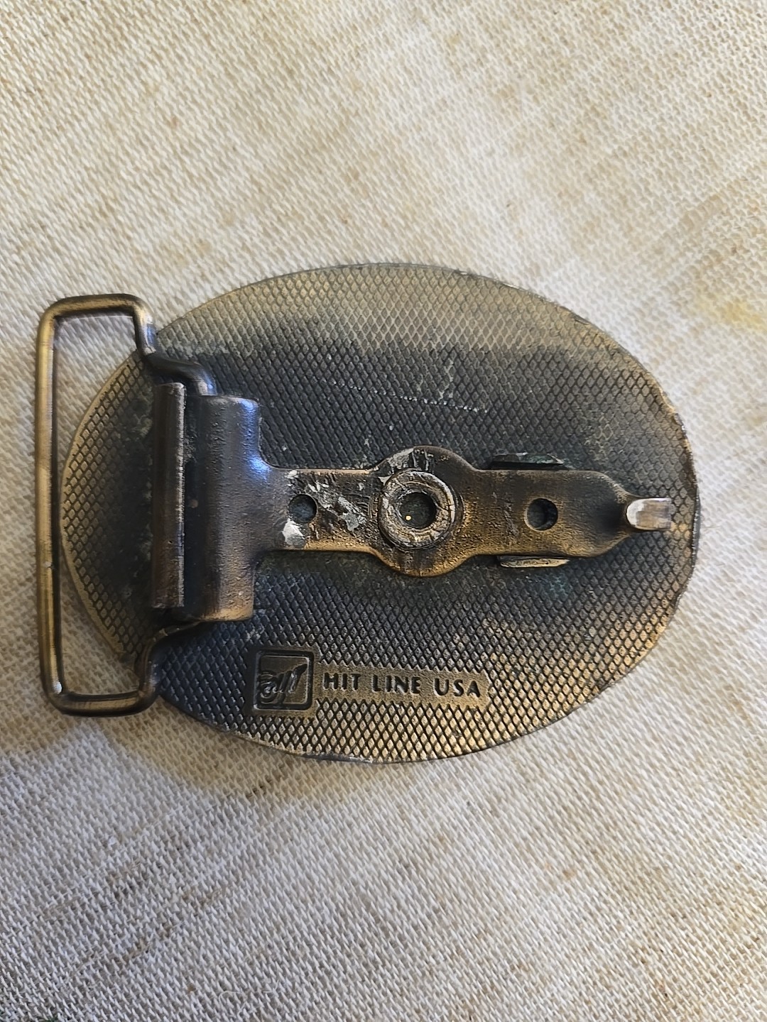 Vintage Hit Line Corporate Brass Belt Buckle ASTRO MUD INC Graham TX Read