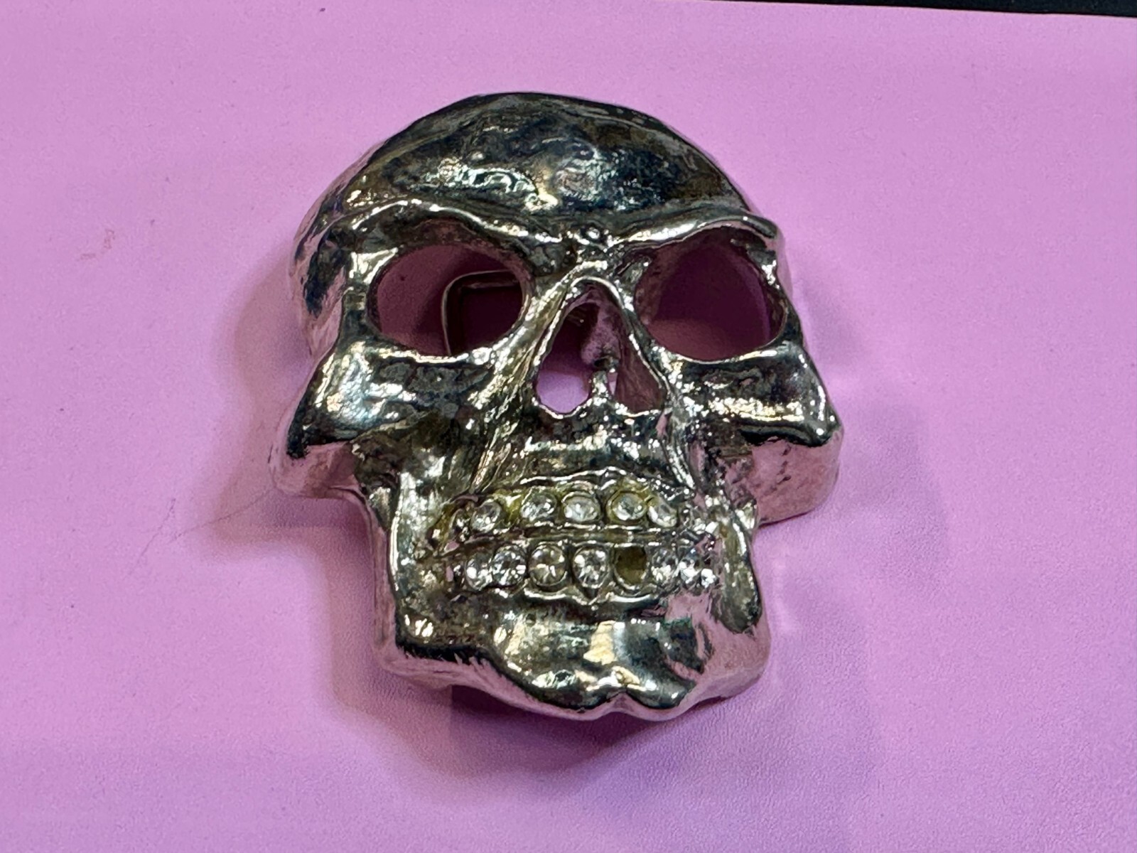 Skull Head with Rhinestone Teeth Halloween Gothic Punk Belt Buckle by Rock Rebel