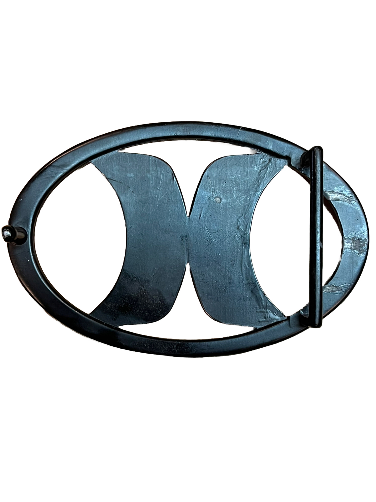 Pre Owned Black Hurley H Logo Oval Belt Buckle Lead Free.