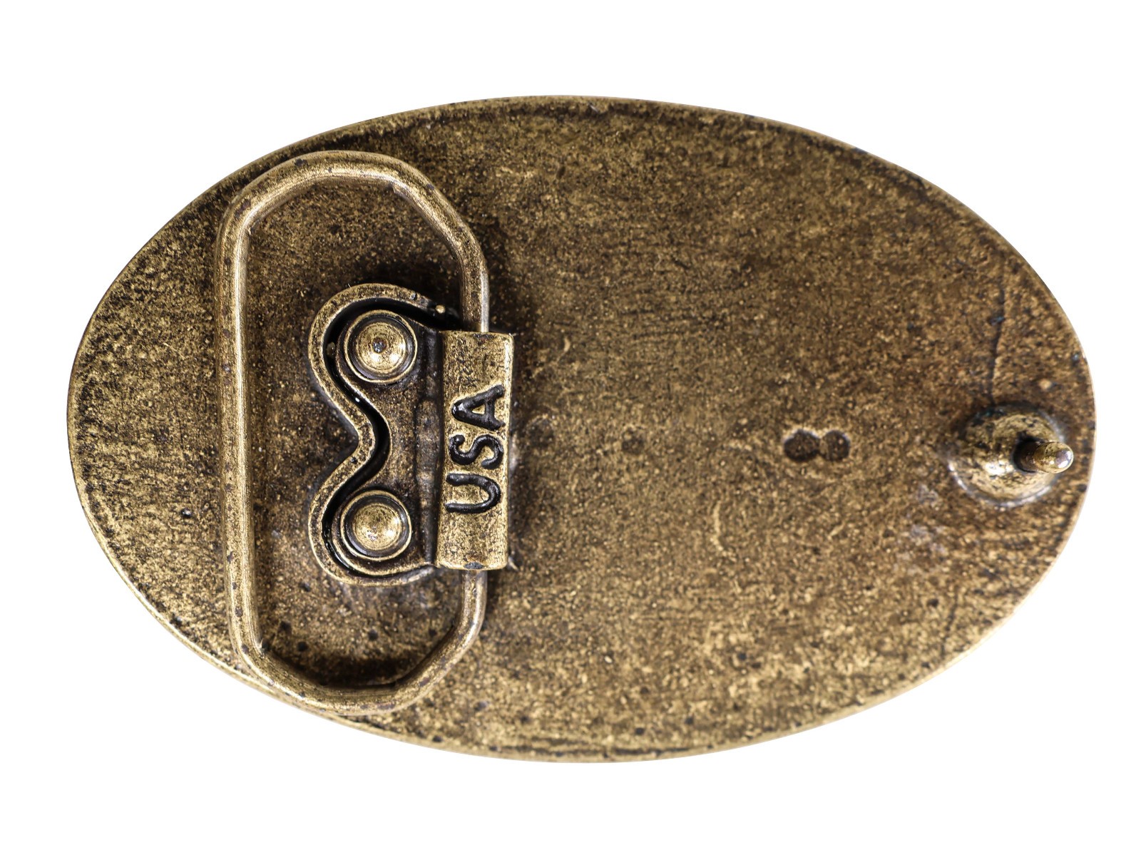 Real Rattlesnake Belt Buckle: Dueling heads in Oval (598-BB402-G6601)