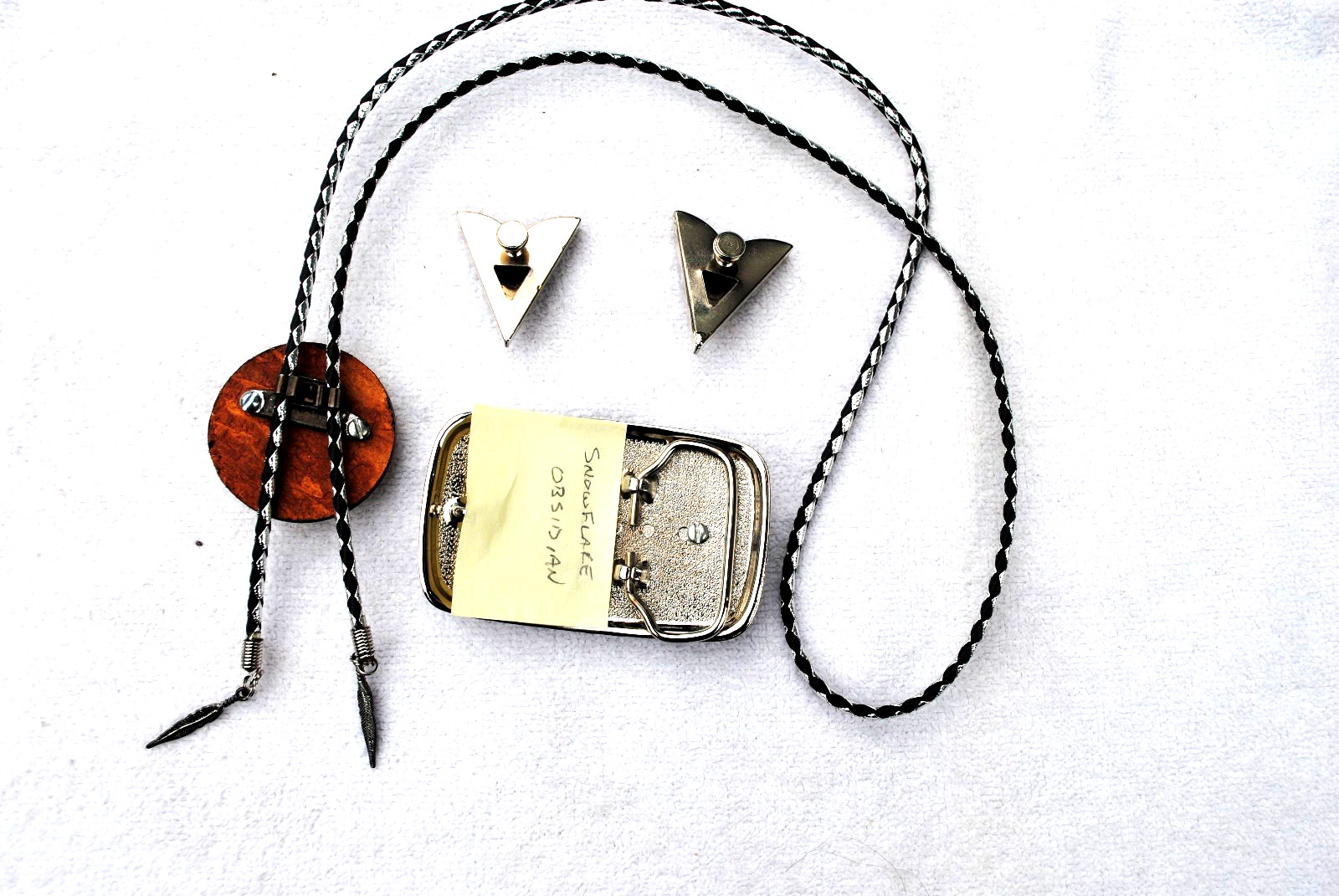 Western Belt Buckle, Bolo and Collar Tip Set